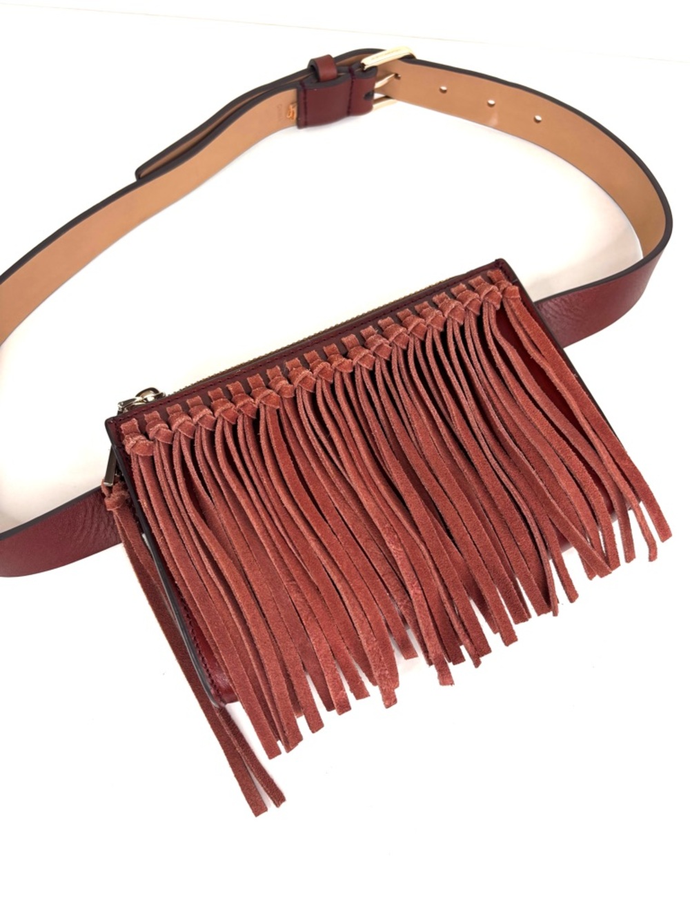 Rebecca Minkoff Stevie Brown Suede Leather Fringe Festival Boho Western Belt Bag - Picture 13 of 13